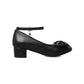 Women Pumps Ankle Straps Medium Heel Bowtie Patent Leather Shoes Woman 3535