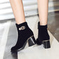 Black Ankle Boots with Zipper Buckle Low Heel Women Shoes 76115250
