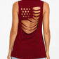 American Flag Cutout Back Sleeveless Women T shirt 7482