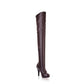 Pointed Toe Women High Heels Knee High Boots