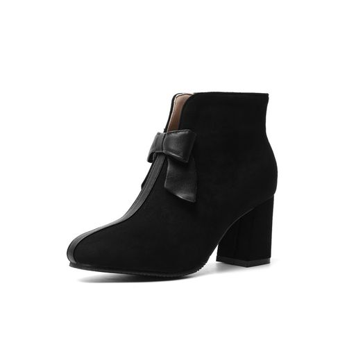 Round Toe Bow Tie Women's High Heeled Ankle Boots