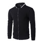 Men's Argyle Contrast Color Zipper Stand-Up Collar Casual Sweater Blazer