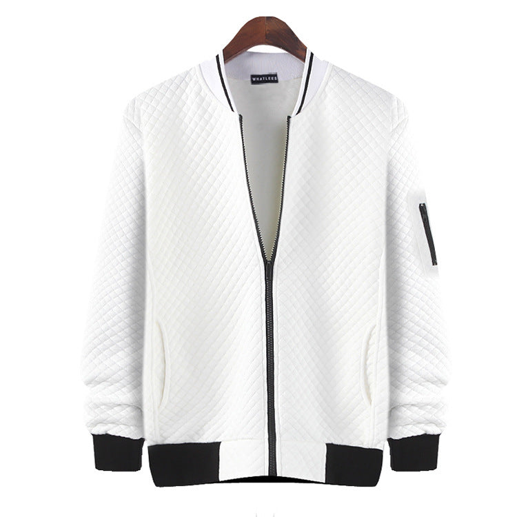 Men's Argyle Cuff Split Joint Zipper Sweater Jacket