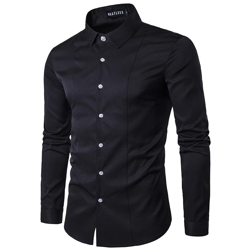Men's Fashion Youth Solid Color Henry Stand-Up Collar Underwear Shirts