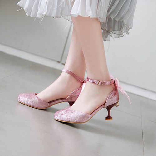 Women's Bow Tie Ankle Strap Mary Jane High Heels Sandals