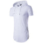 Men's Double Zipper Street Style Hip-Hop Long Hooded Short Sleeves T-shirt