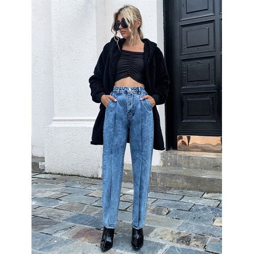 Ins Fashion Daily Loose Denim Pecile Long Women Jeans