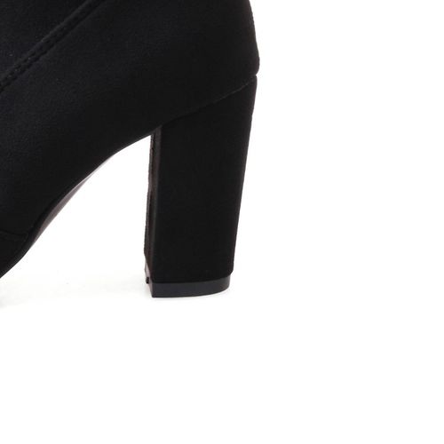 Women Pointed Toe Velvet High Heel Thigh High Boots