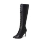 Women Stain Pointed Toe High Heel Tall Boots