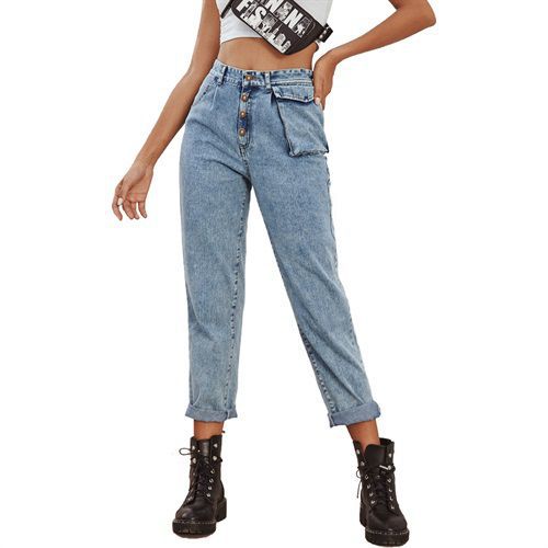 Retro Fashion Washable High Waist Denim Long Women Jeans