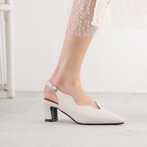 Women Pointed Toe Slingbacks High Heel Chunky Sandals