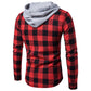 Men's Checked Suede Pocket Casual Hooded Jackets