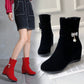 Beads Wedges Ankle Boots Height Increasing Flock Women Shoes 7617518