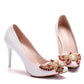 Women Pearls Colorful Rhinestone Butterfly Stiletto Heel Pumps Wedding Shoes