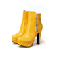 Faux Leather Zipper High Heels Platform Boots 7380