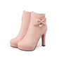 Pearl Bow High Heels Boots for Women 2425
