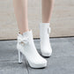 Pearl Bow High Heels Boots for Women 2425