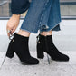 Bowtie Velvet High Heels Short Boots for Women 7252