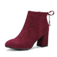 Bowtie Velvet High Heels Short Boots for Women 7252
