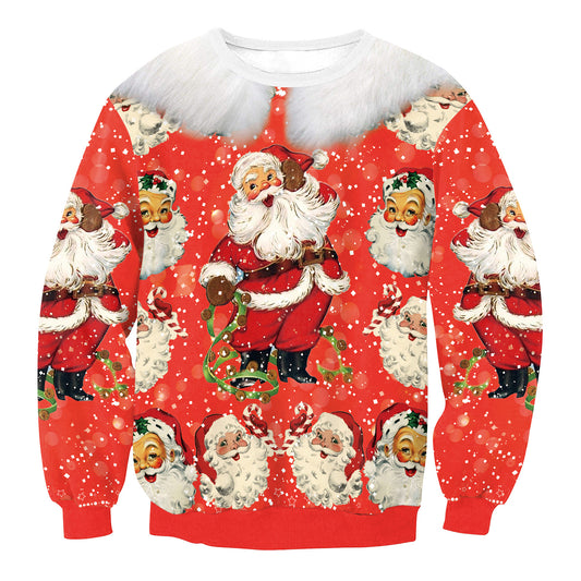 Santa Claus Round Neck Long Sleeve Couple Sweater