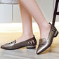 Women Soft Leather Low Heeled Chunky Heels Pumps