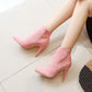 Pointed Toe Rhinestone Women High Heels Short Boots
