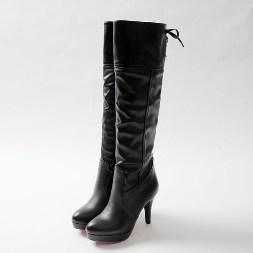 Women Soft Leather High Heels Knee High Boots