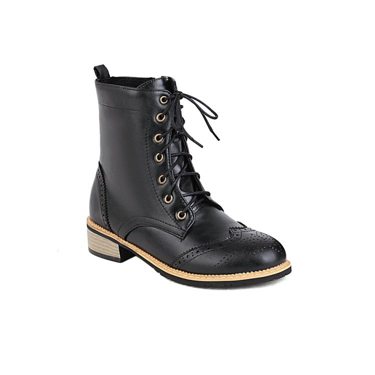 Lace Up Short Motorcycle Boots for Woman?Oxford Shoes 2385