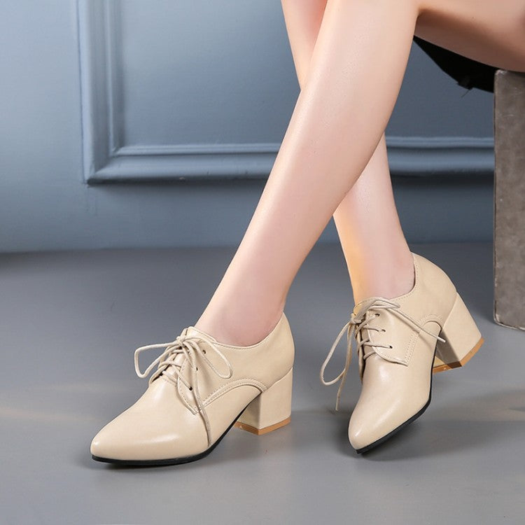 Lace Up Women Pumps Jelly Shoes Chunky Heel 4589 – Shoeu