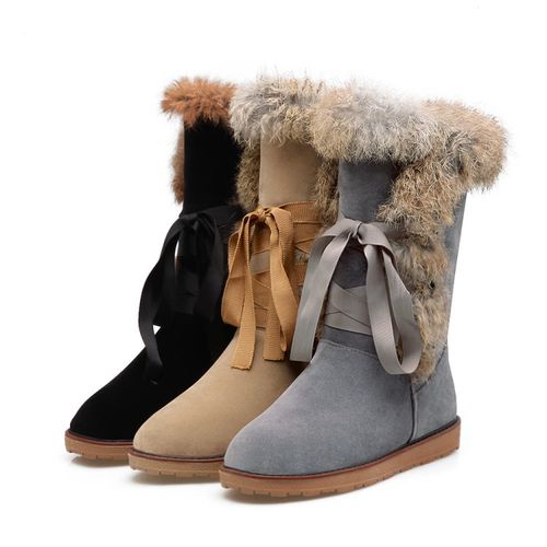 Round Toe Lace Up Women's Snow Boots