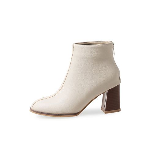 Round Toe Women's High Heeled Ankle Boots