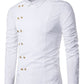 Double-breasted Turndown Collar Long Sleeve Men Shirt 2488