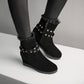 Women's Lace Rivets Wedge Heeled Short Boots