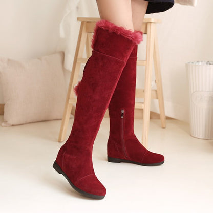Women's Fur Wedges Tall Boots