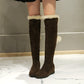 Women's Fur Wedges Tall Boots