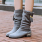 Women's Velvet Low Heeled Tassel Mid Calf Boots