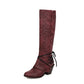 Suede Chunky Heeled Tall Boots Woman Shoes
