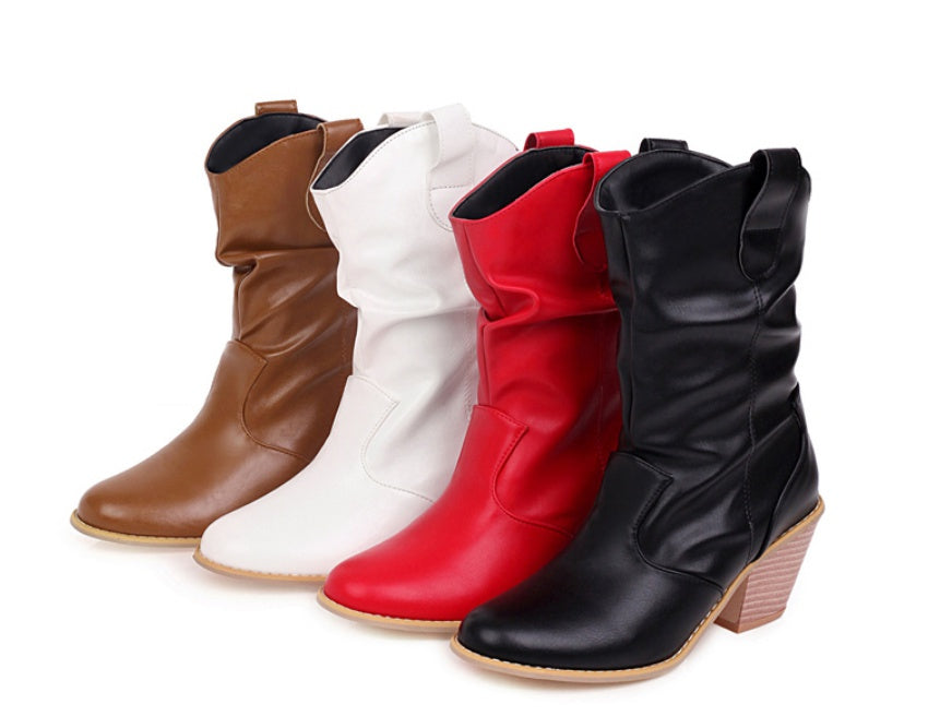 Women's High Heeled Chunky Heel Ankle Boots – Shoeu