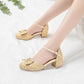 Women Bow Mary Jane Mid Heels Sandals