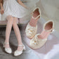 Women Lace Bow Tie Mary Jane Mid Heels Sandals
