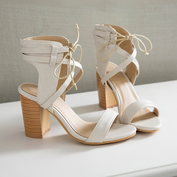 Women Strappy High Heel Chunky Sandals