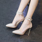 Women Pointed Toe Sequin High Heel Stiletto Sandals