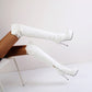 Women Buckle Belt Patent Leather High Heel Over the Knee Boots