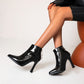 Women Strar Shaped Zip High Heel Ankle Boots