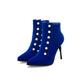 Women Pointed Toe Pearl Stiletto High Heel Ankle Boots
