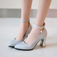 Pointed Toe Sequined Ankle Strap Women Thin High Heels Pumps