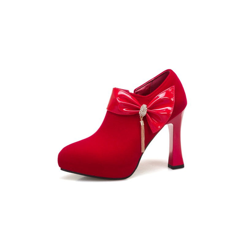 Women Rhinestone Tassel High Heels Dress Shoes