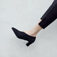Women Pointed Toe Suede High Heel Chunky Pumps