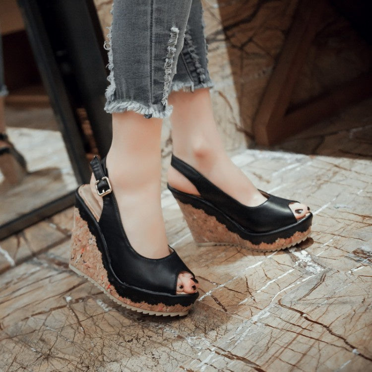 Women Slingbacks Platform Wedges Sandals