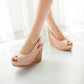Women Peep Toe Slingbacks Platform Wedges Sandals